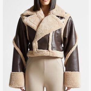 Maniere De Voir Brown and Cream Teddy Jacket